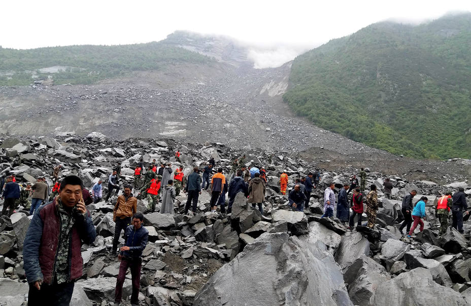 Imagen del deslizamiento de tierra en la provincia de Sichuan, en el suroeste de China
