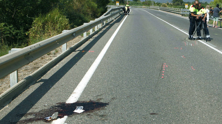 Carretera T-310 a la altura de Montbrió del Camp, en Tarragona donde han fallecido dos ciclistas