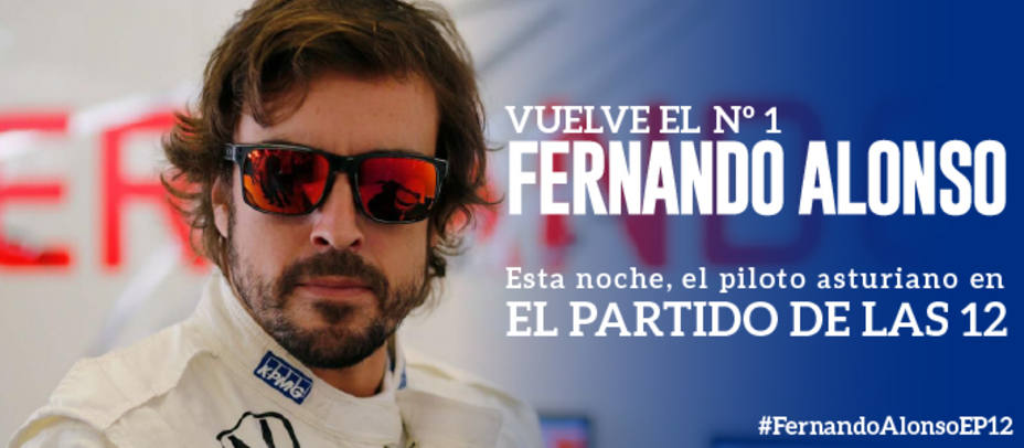 Fernando Alonso pasará este lunes por El Partido de las 12
