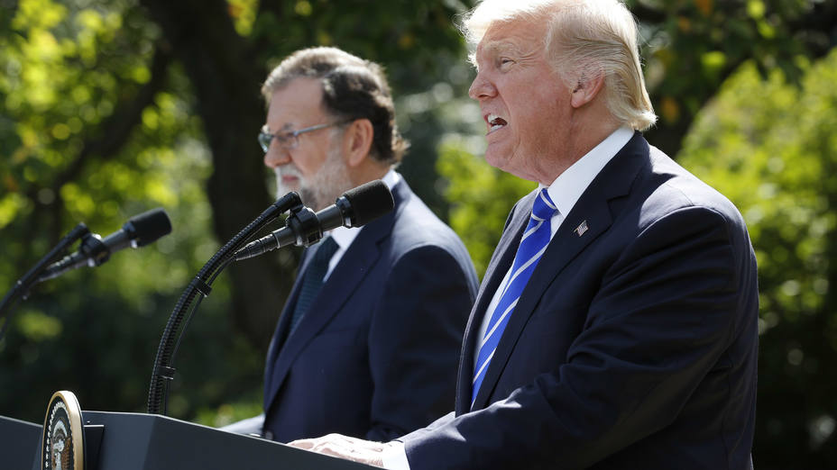 Donald Trump y Mariano Rajoy en la Casa Blanca durante la rueda de prensa. REUTERS