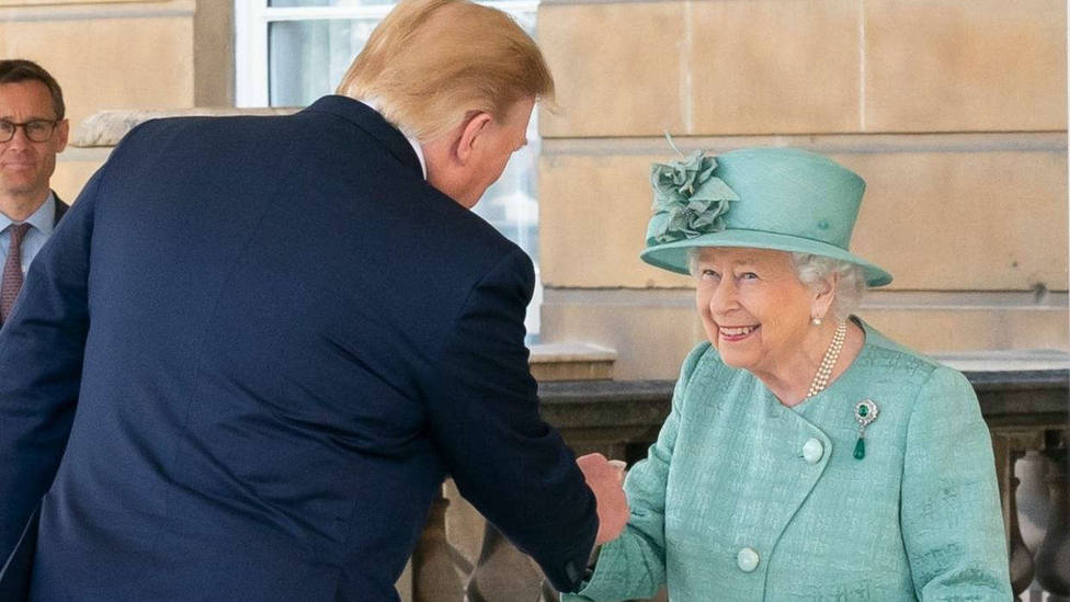 June 3, 2019 - London, United Kingdom: President Donald J. Trump greets Queen Elizabeth II during a welcoming ceremony at Buckingham Palace. (Andrea Hanks/White House/Contacto)