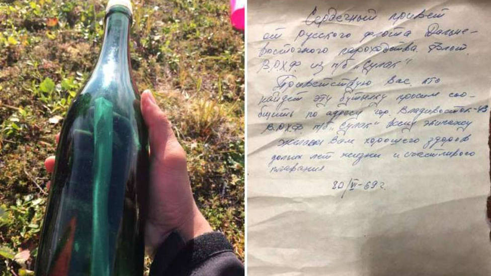 Hallan en una playa de Alaska una botella lanzada en aguas rusas hace cincuenta años