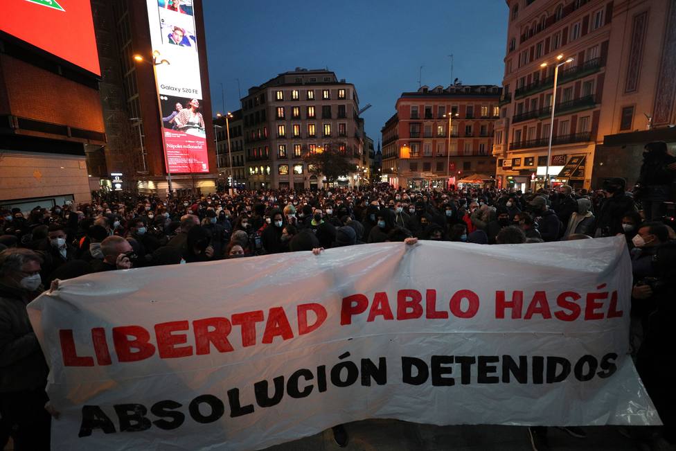 La nueva manifestación en Madrid para apoyar a Hasél transcurre sin incidentes