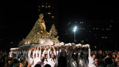 Procession of Virgin Carmen (Virgen del Carmen). Los Boliches, Fuengirola, Malaga, Spain. 16th july 2017.