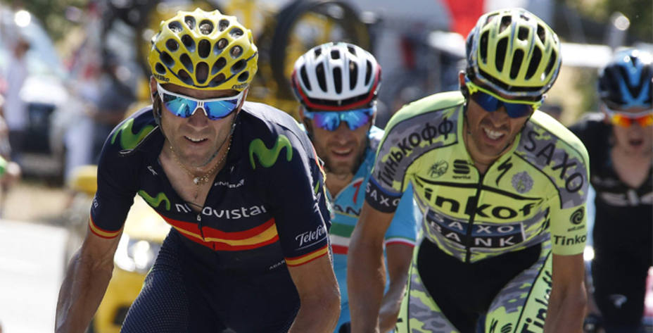 Contador y Valverde lucharán hasta la última etapa del Tour de Francia para subirse al podio. Reuters