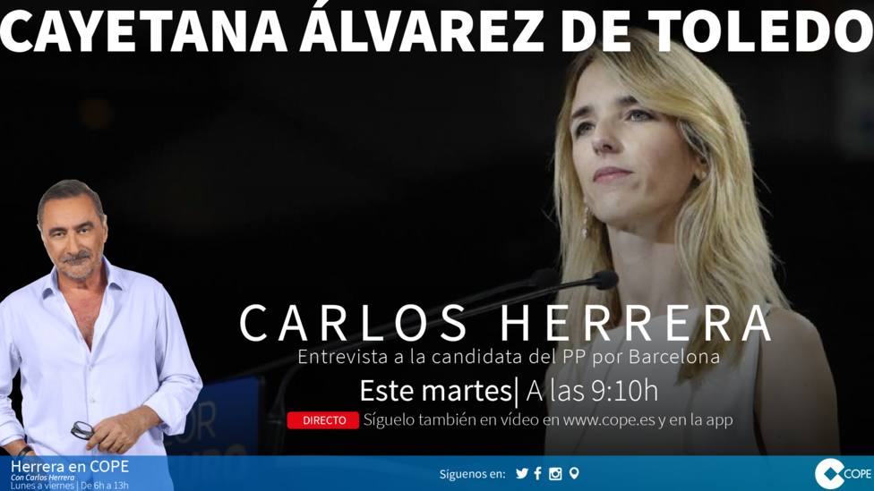 Carlos Herrera entrevistará este martes a partir de las 9 horas a Cayetana Álvarez de Toledo