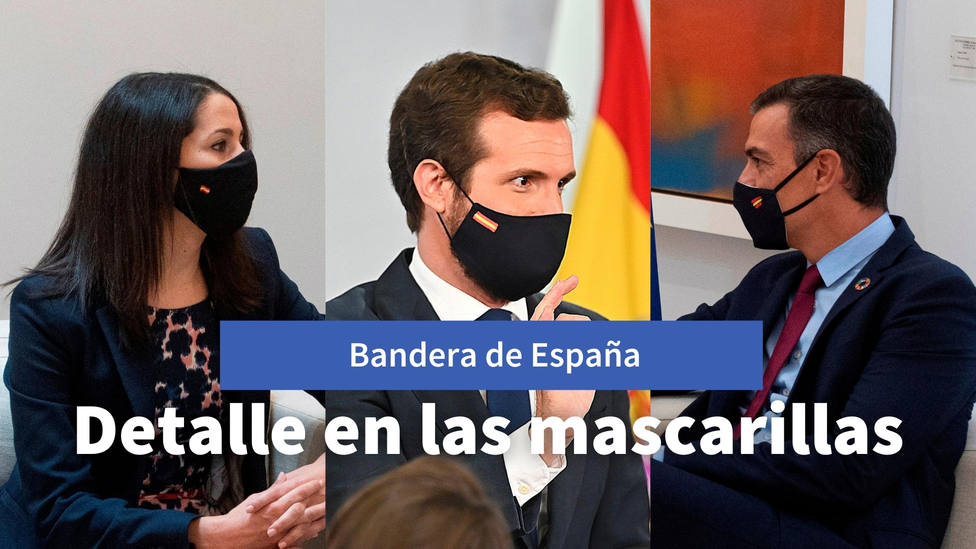 Arrimadas, Sánchez y Casado: el detalle en sus mascarillas de España del que no te habías dado cuenta