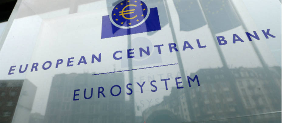 Logo que se muestra en la sede del Banco Central Europeo (BCE) en Frankfurt. EFE