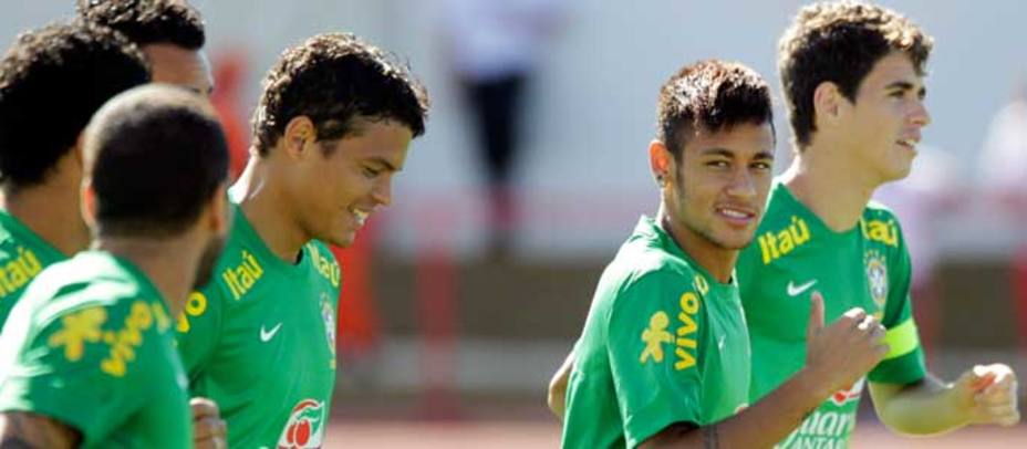 Neymar, durante el entrenamiento de esta mañana en Brasilia (Reurters)
