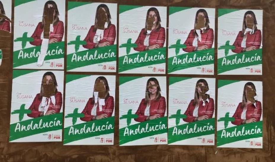 El PSOE denuncia ataques a carteles electorales con el rostro de Susana Díaz en La Rambla de Córdoba