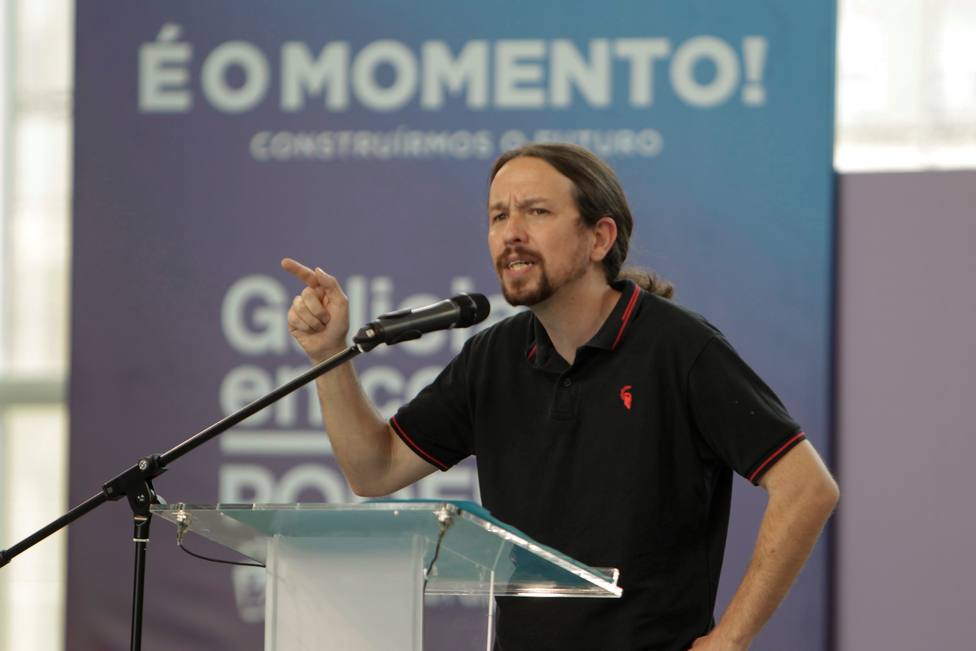 Pablo Iglesias durante el mitin de las elecciones gallegas en Vigo