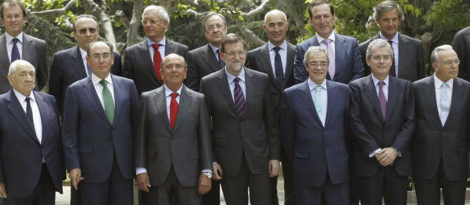 Foto de familia de Mariano Rajoy con los grandes empresarios españoles. EFE