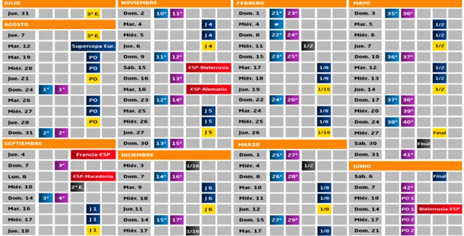 Así será el calendario de la temporada 2014-2015. LFP.