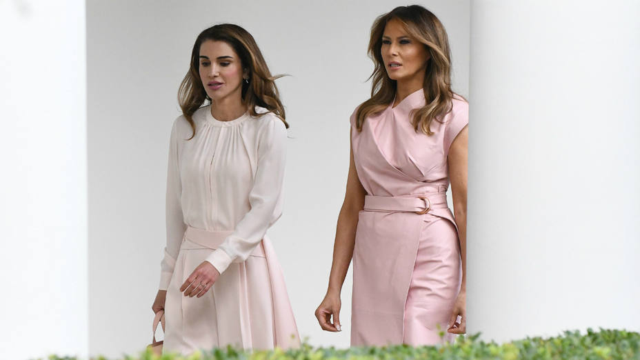 Melania Trump y la reina Rania de Jordania en la Casa Blanca