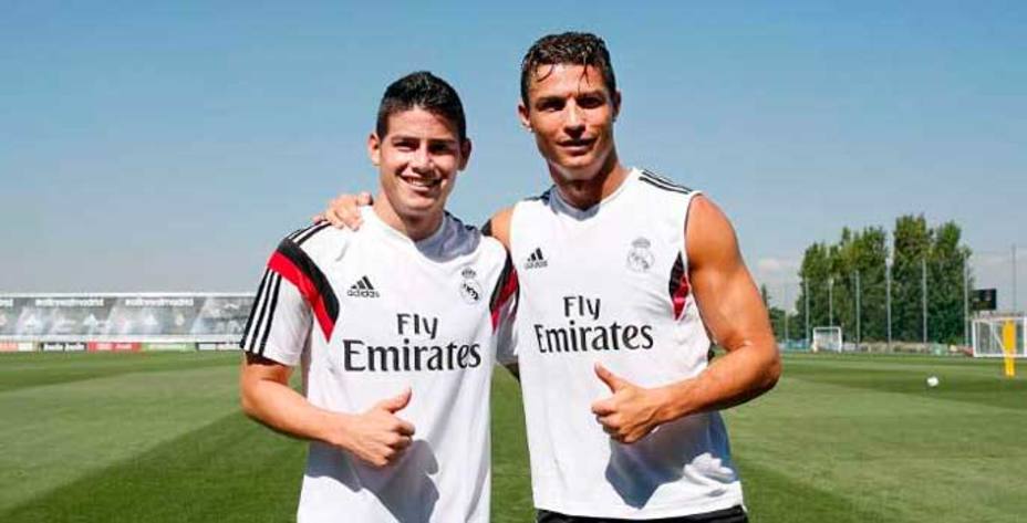 Cristiano Ronaldo, junto a James Rodríguez. (R. Madrid)