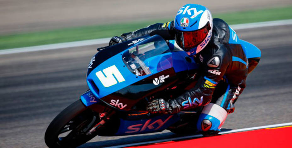 Romano Fenati sobrevivió al asfalto mojado de Motorland. Foto: MotoGP.