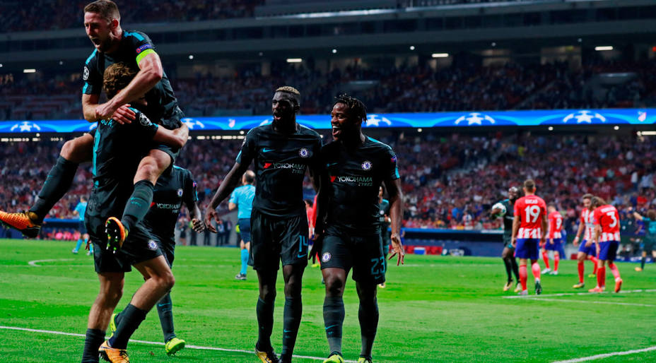 El Chelsea celebra el gol de la victoria en el Wanda Metropolitano. REUTERS