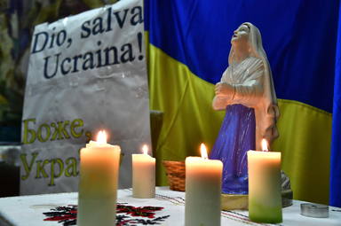 Ukrainian community prayer against the war, in Genoa, northern Italy