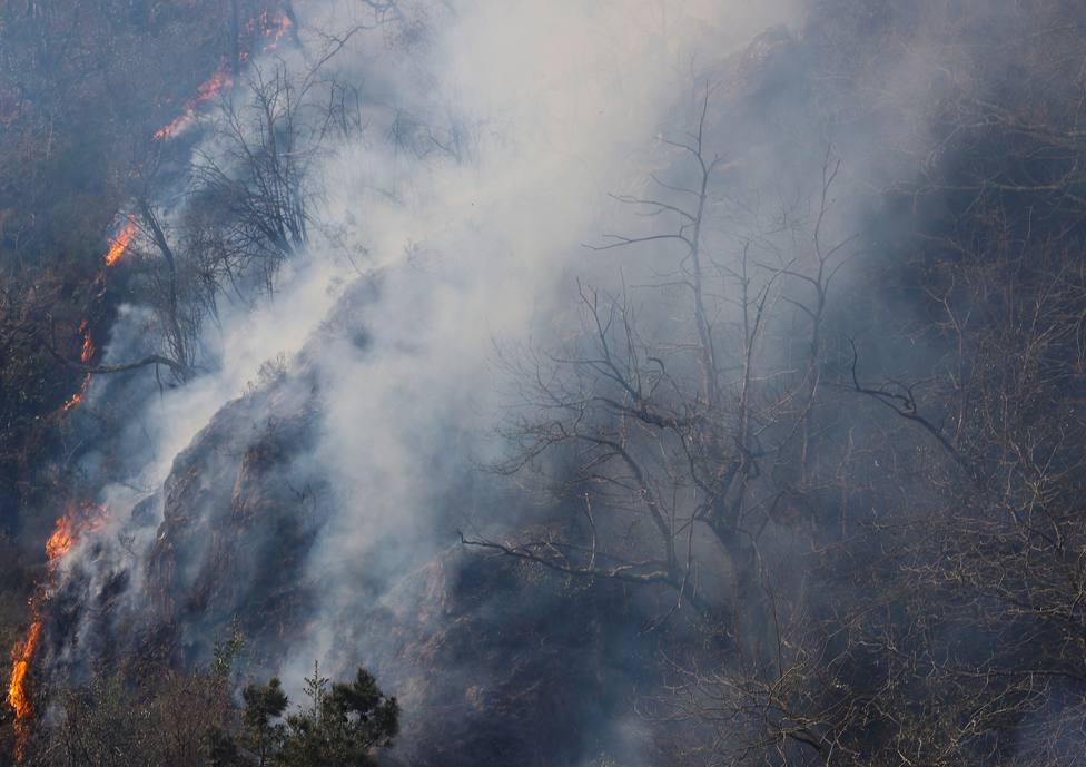 Los bomberos dan por controlado el incendio forestal en la parte de Guipúzcoa