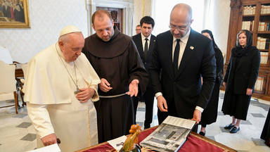 Pope Francis private audience with Ukraines Prime Minister Denys Shmyhal