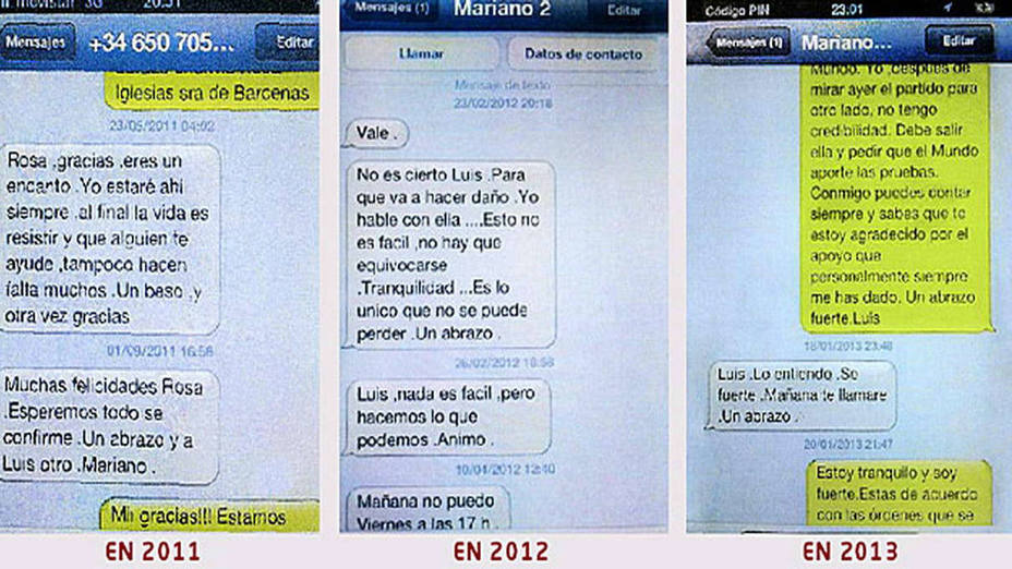 LOS SMS ENTRE BÁRCENAS Y RAJOY PUBLICADOS POR EL DIARIO EL MUNDO
