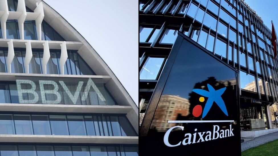 Sedes de BBVA y de CaixaBank en Madrid