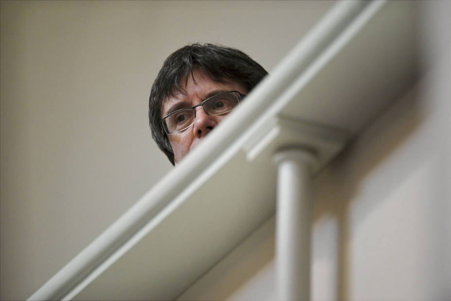 Former Catalan leader Carles Puigdemont attends the session of Finnish Parliament in Helsinki