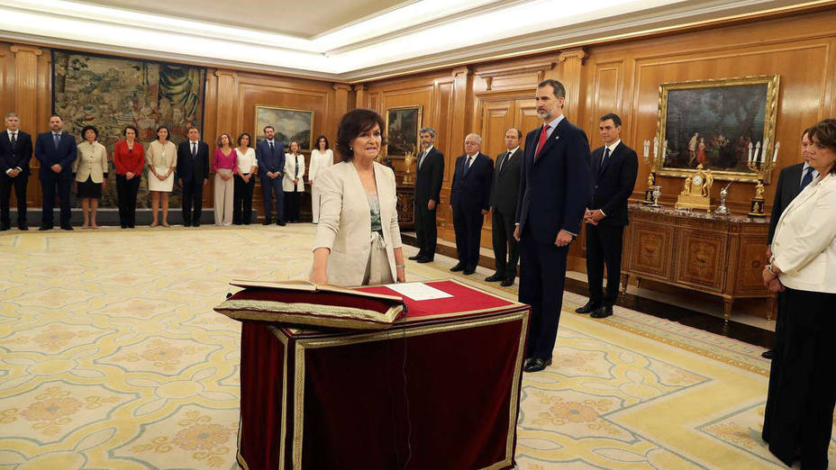 Los 17 ministros del Gobierno de Pedro Sánchez prometen su cargo ante Felipe VI en el Palacio de la Zarzuela