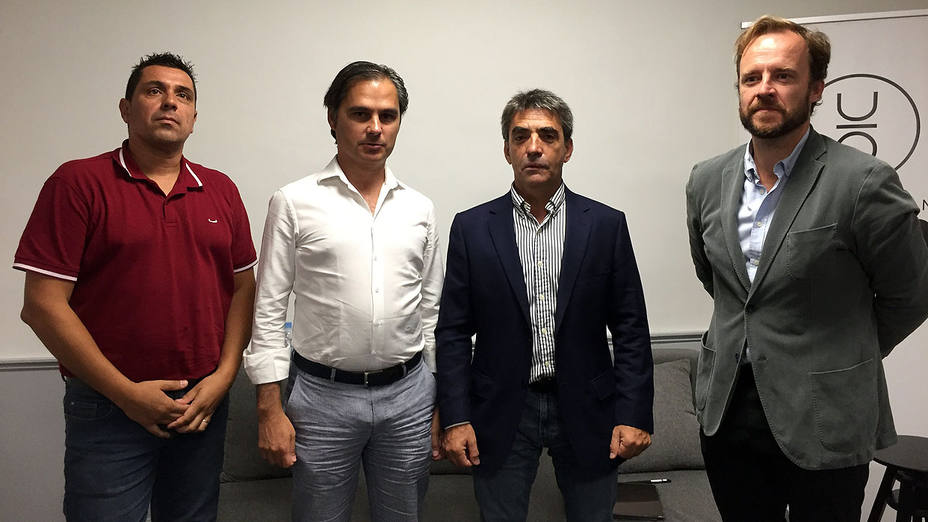 Vicente Nogueroles, Nacho Llloret, Victorino Marín y Chapu Apaulaza en la sede de la Fundación del Toro de Lidia