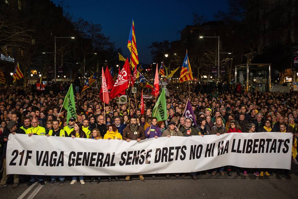 Unos 40.000 manifestantes en Barcelona según la Urbana y 200.000 según los organizadores