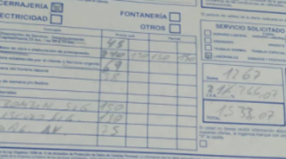Captura de factura aportada por Rodrigo Pozo Álvarez