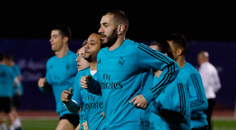 Karim Benzema, en la sesión de entrenamiento de este jueves (FOTO: Real Madrid)