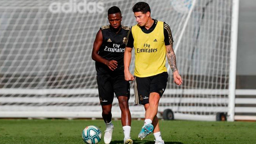 James y Mendy entrenan en las instalaciones del Real Madrid en Valdebebas (FOTO: Real Madrid)