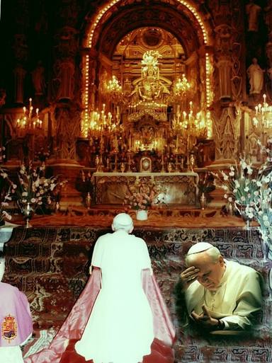 El Papa San Juan Pablo II reza ante la Virgen de las Angustias, patrona de Granada