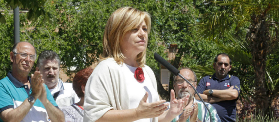 Elena Valenciano duraten su intervención de esta mañana en Coslada. PSOE