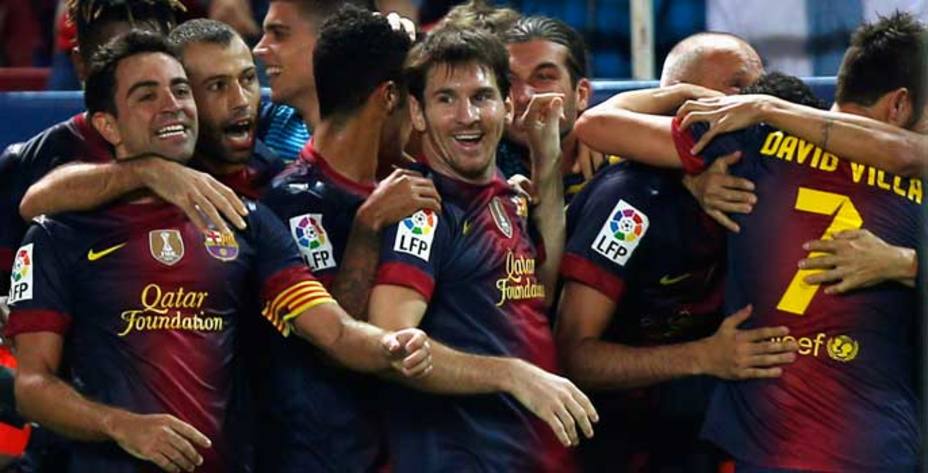 Jugadores del Barcelona celebran un gol (Reuters)