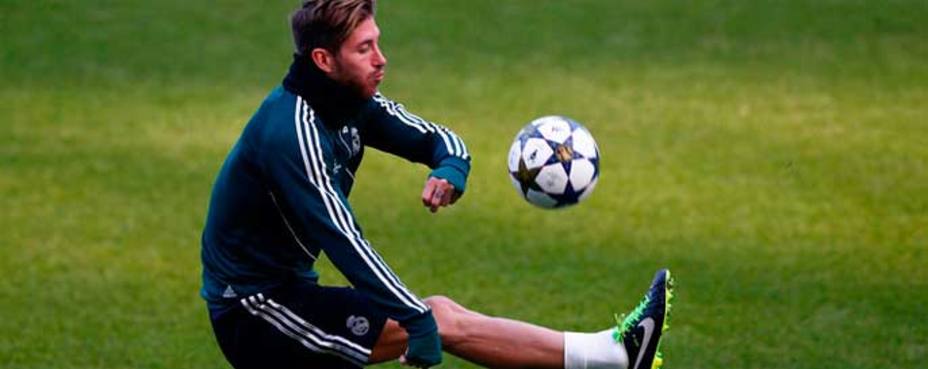 Sergio Ramos, durante un entrenamiento con el Real Madrid (REUTERS)