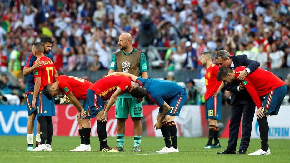 Selección española en el partido que perdió