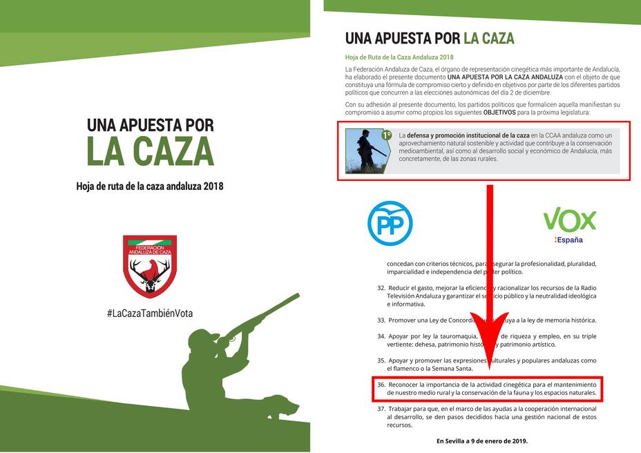 Cazadores andaluces agradecen a PP y Vox su reconocimiento a la caza en el acuerdo para investir a Moreno