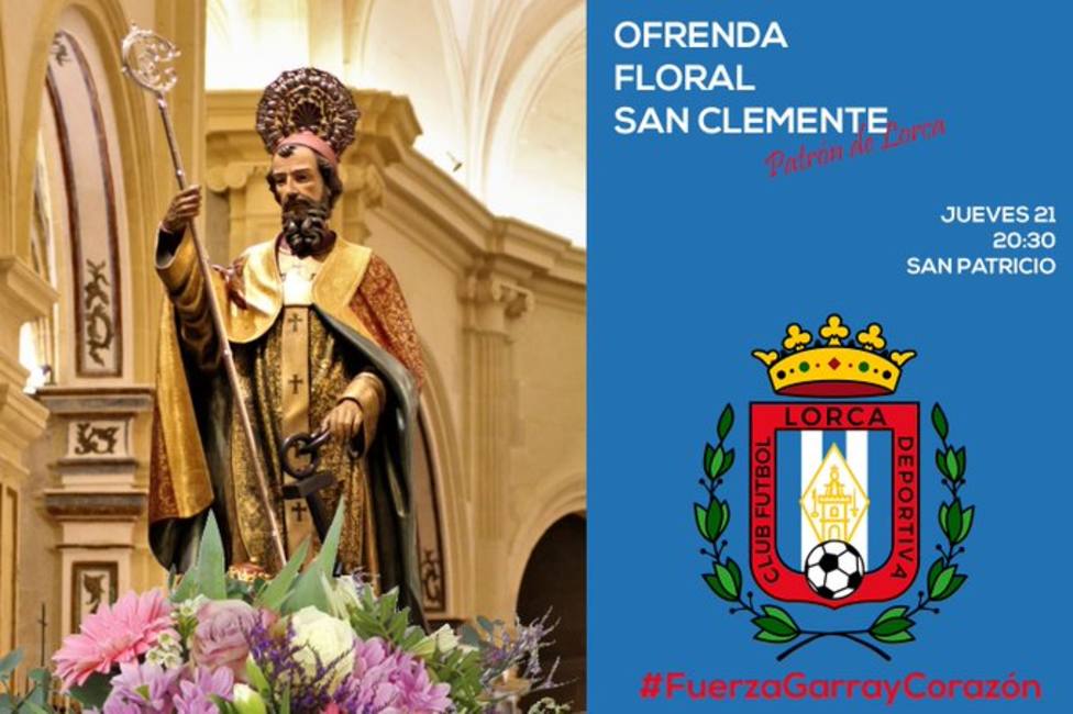 El CF Lorca Deportiva realizará una ofrenda floral al patrón de Lorca, San Clemente