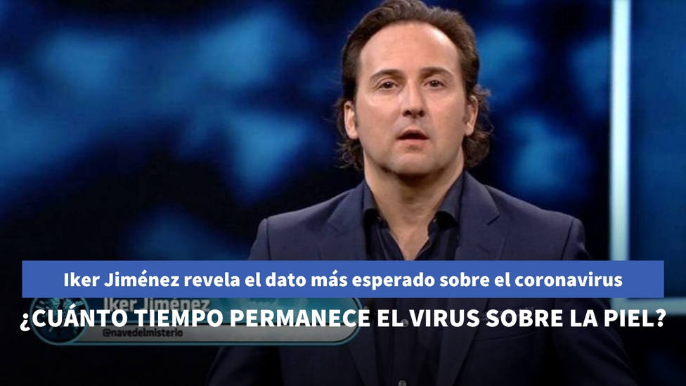Iker Jiménez revela al fin cuánto tiempo permanece el coronavirus en las superficies y en la piel