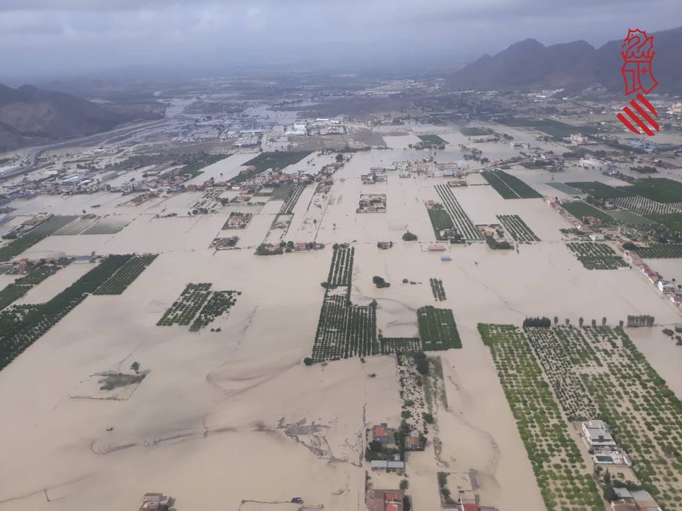 Campos de la Vega Baja inundados por la riada de septiembre de 2019