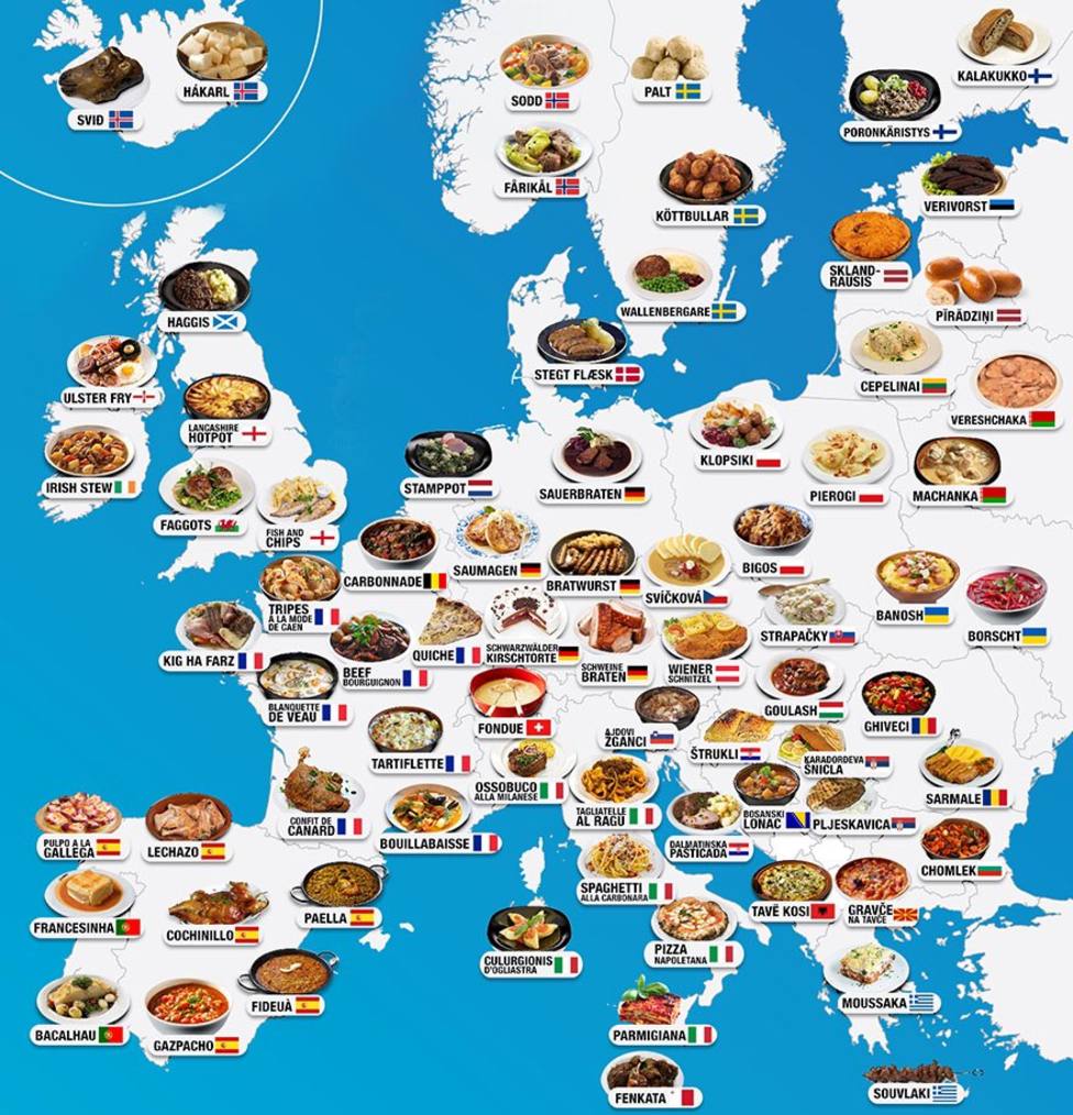 Este es el mapa con los platos típicos de cada país y región de todo el mundo