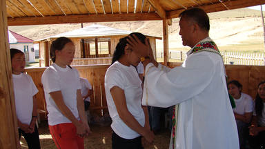 Mongolia Bishop Padilla at Youth Retreat