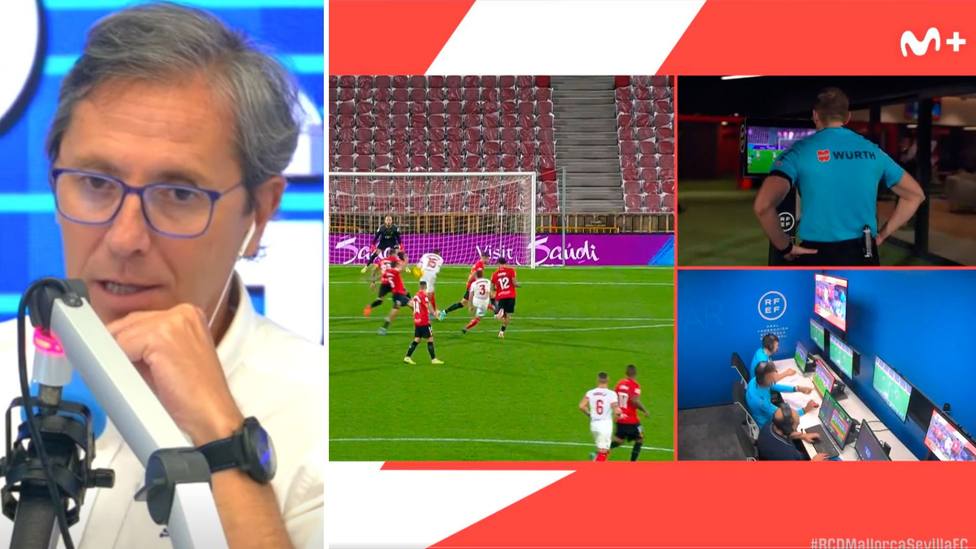 La incredulidad de Paco González tras el gol anulado al Sevilla