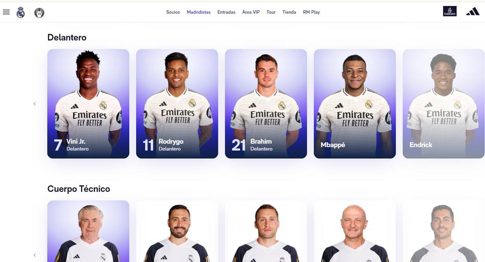 Mbappé y Endrick ya aparecen en la página web del Real Madrid