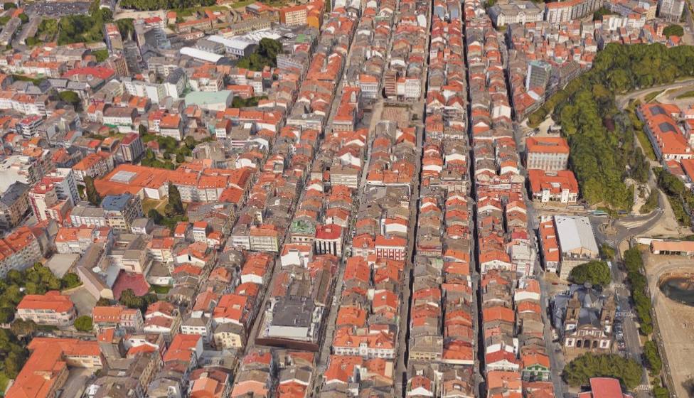 Vista aérea del barrio de A Magdalena