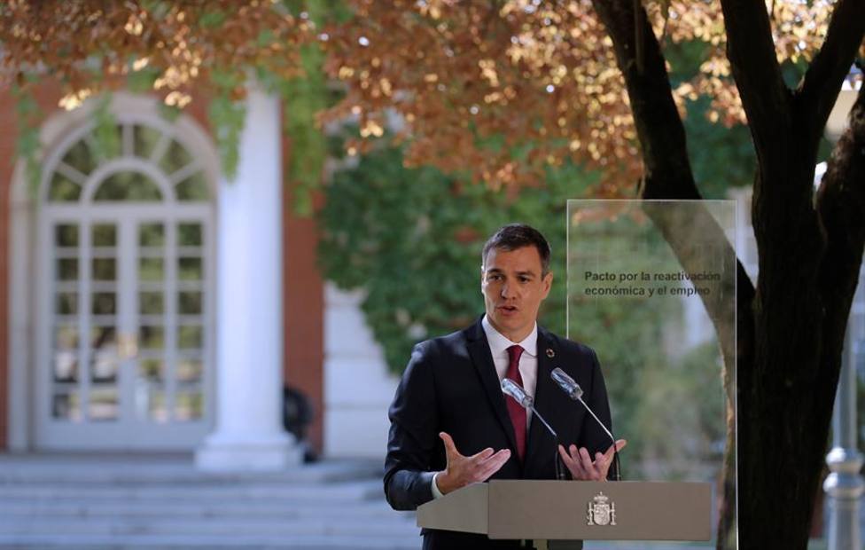 El presidente del Gobierno, Pedro Sánchez durante acuerdo con los agentes sociales