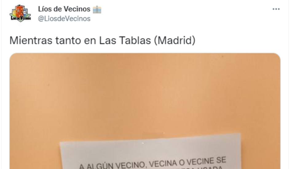 Un vecino de Madrid se hace viral por la amenaza que pone en un cartel: Será la última sin consecuencias