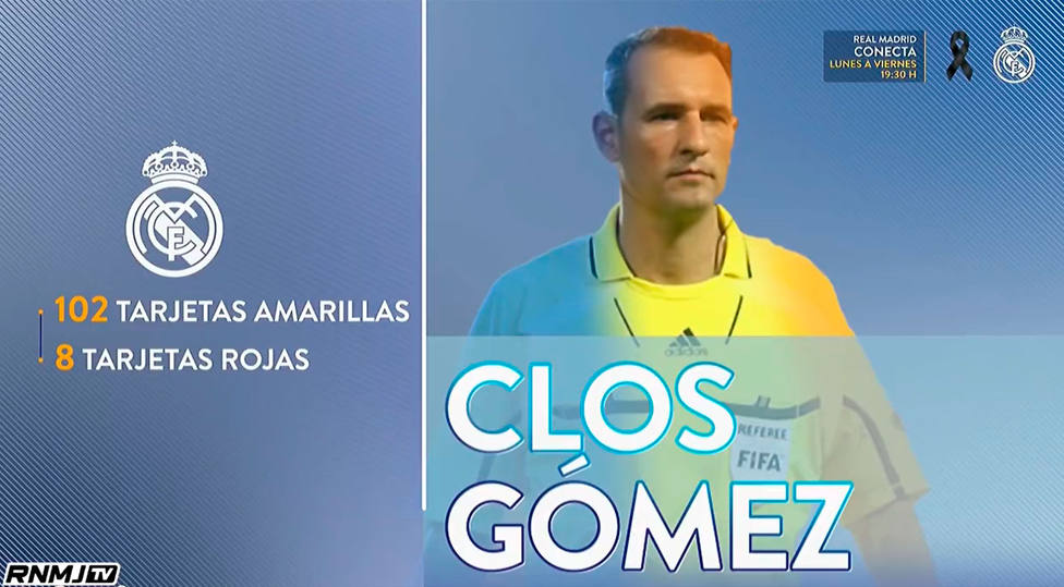 Clos Gómez sacó 108 tarjetas en 34 partidos al Real Madrid.